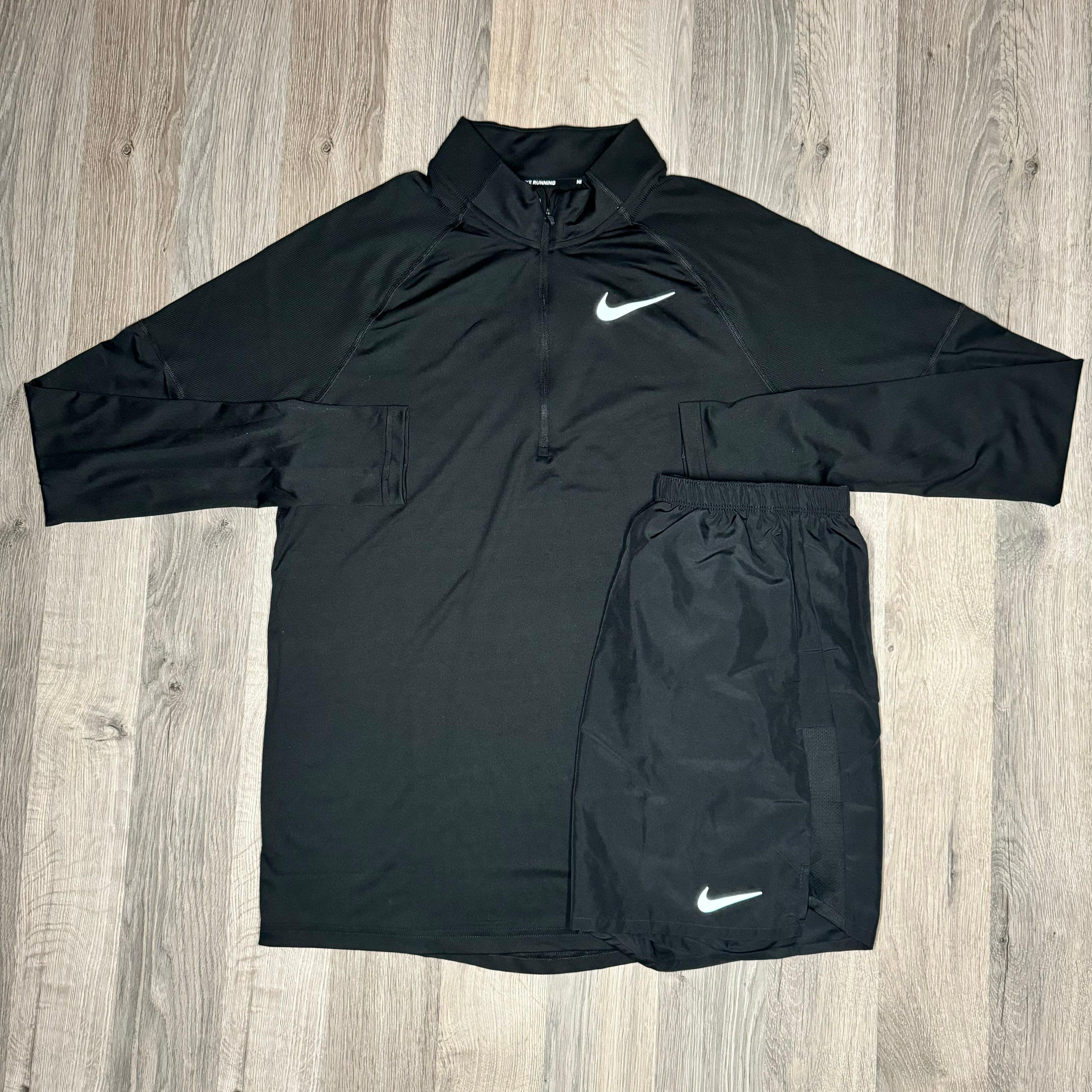 Nike Element / Challenger Set - Half Zip & Shorts - Black