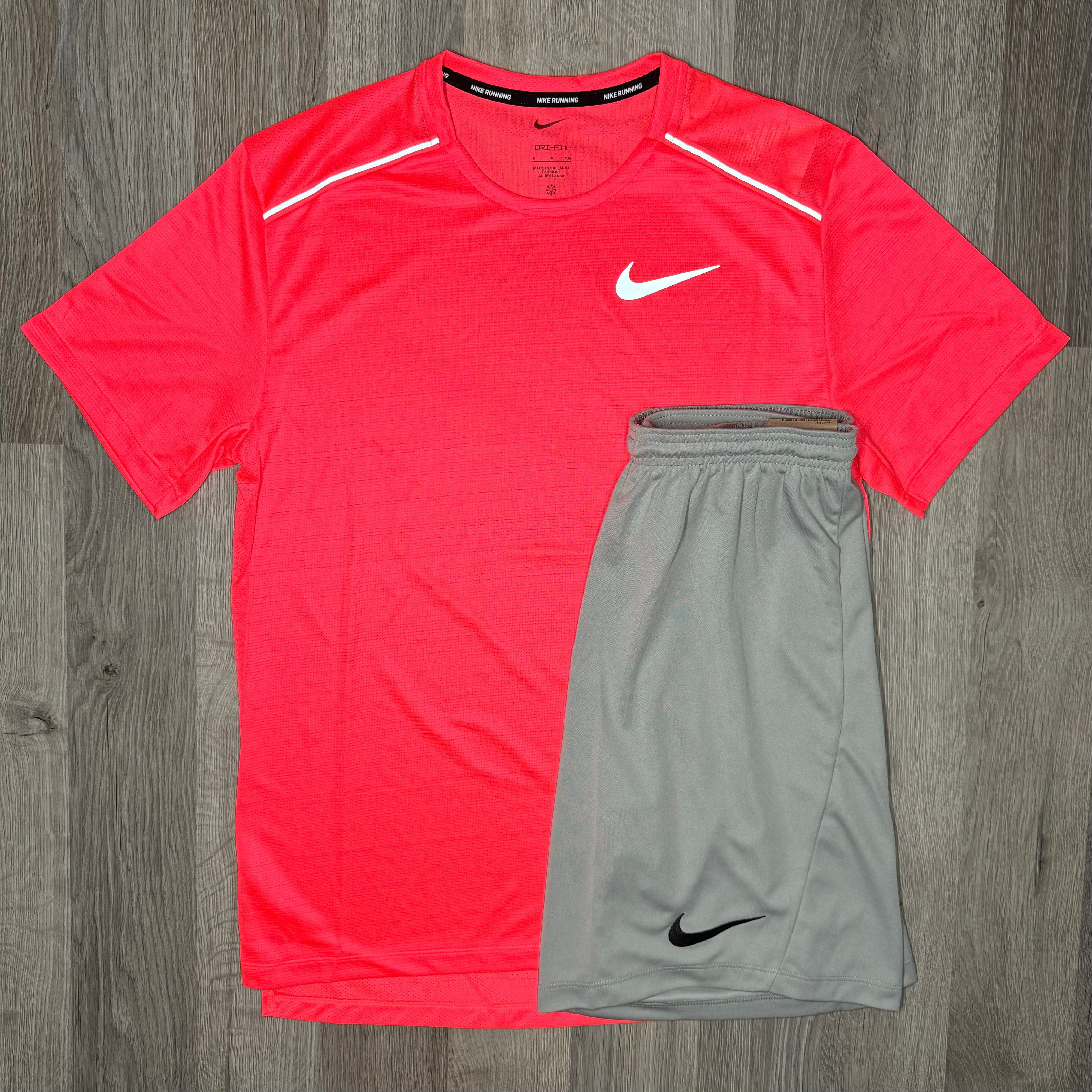 Nike Miler & Dri-Fit - Tee & Shorts - Punch / Grey