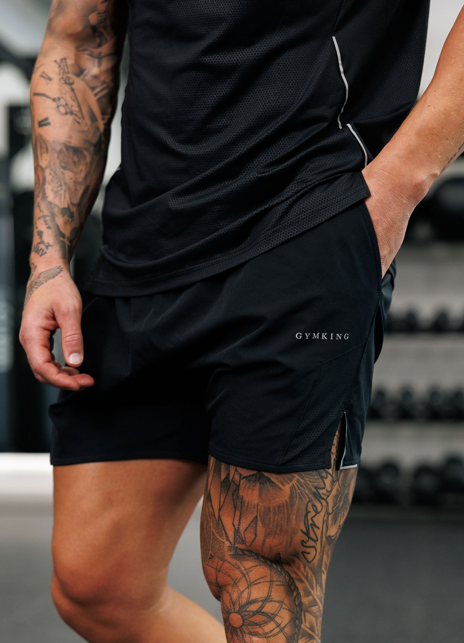 Gym King Hex 6" Short - Black/Fossil Grey