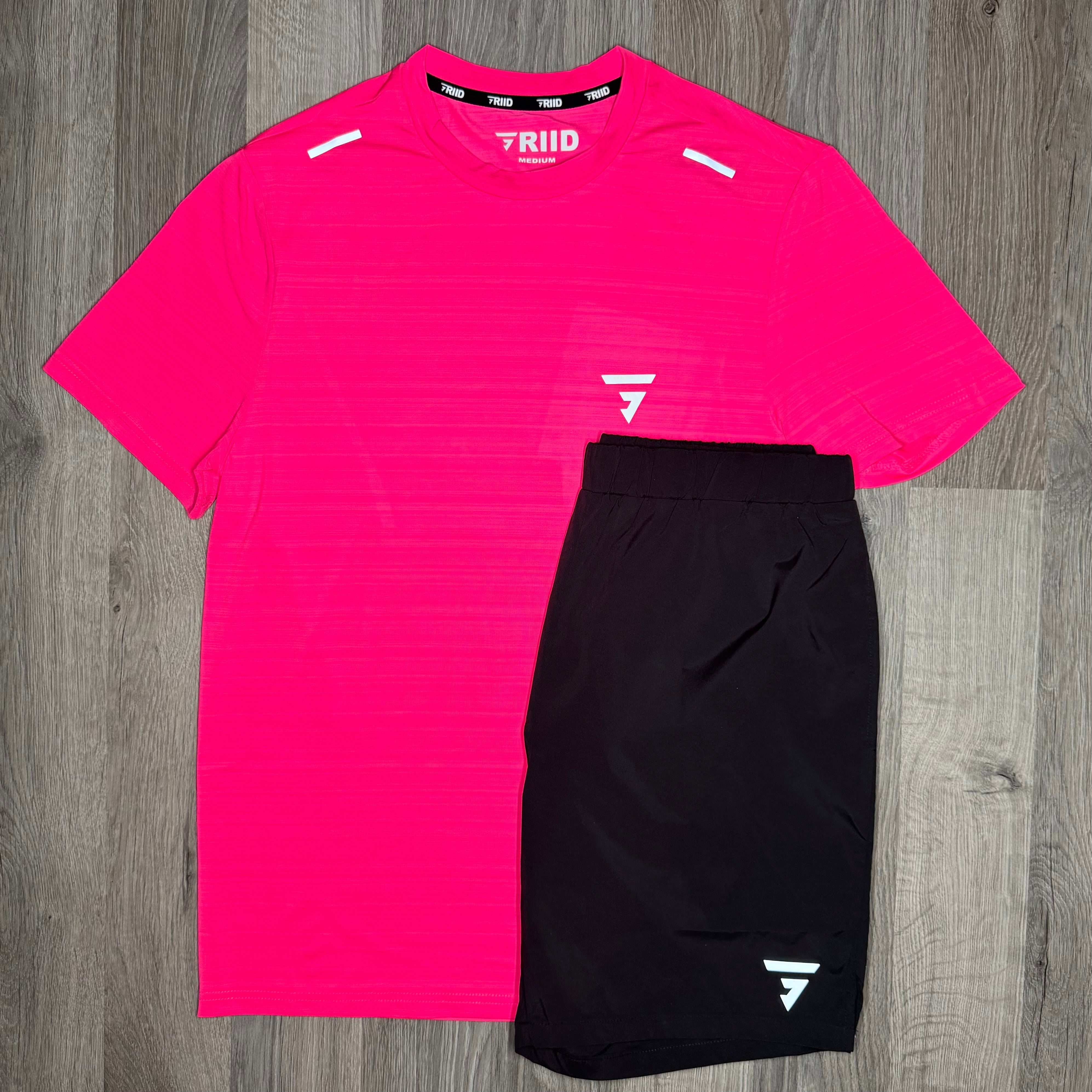 Griid Flow Set - Tee & Shorts - Pink / Black