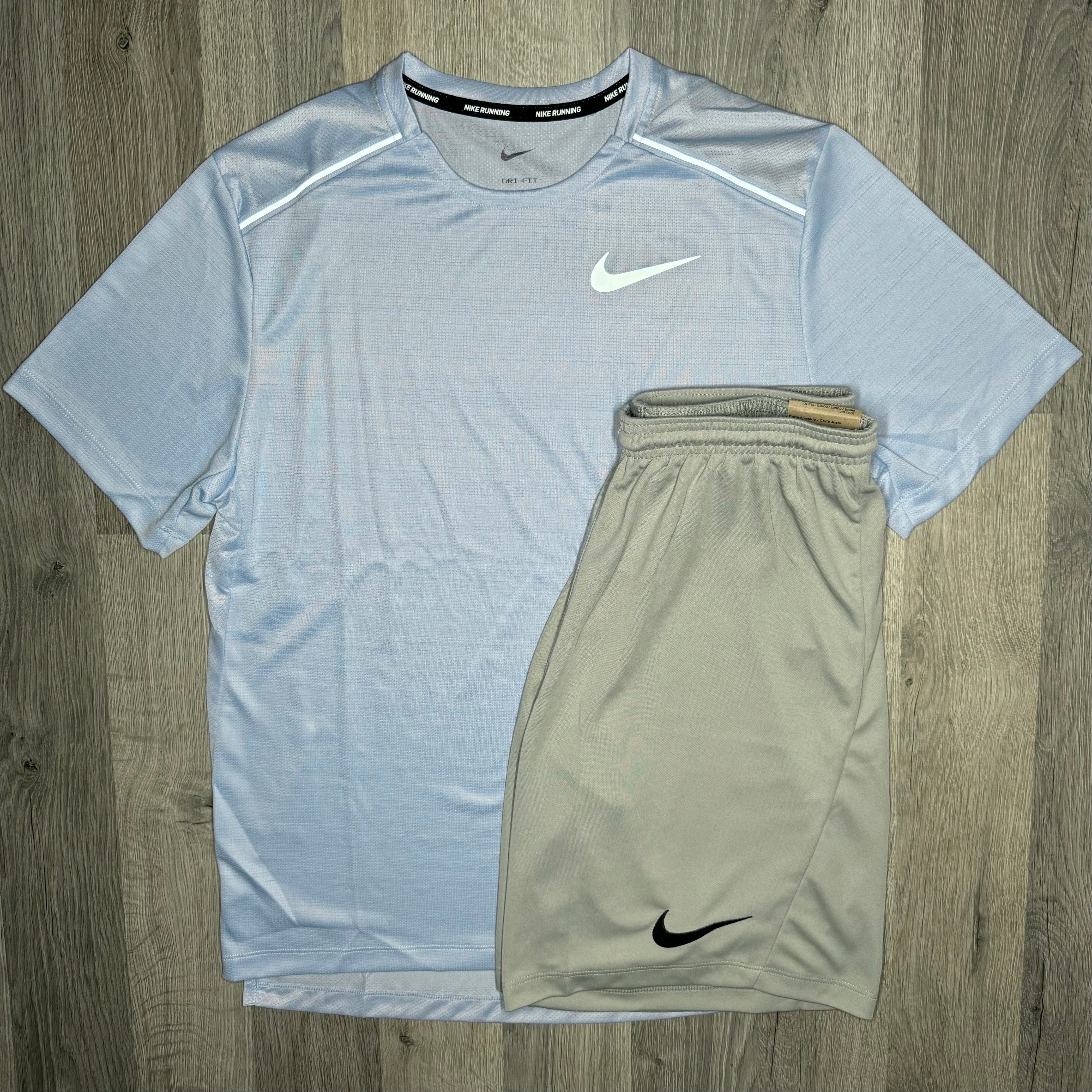 Nike Miler & Dri Fit Set - Tee & Shorts - Cobalt / Grey