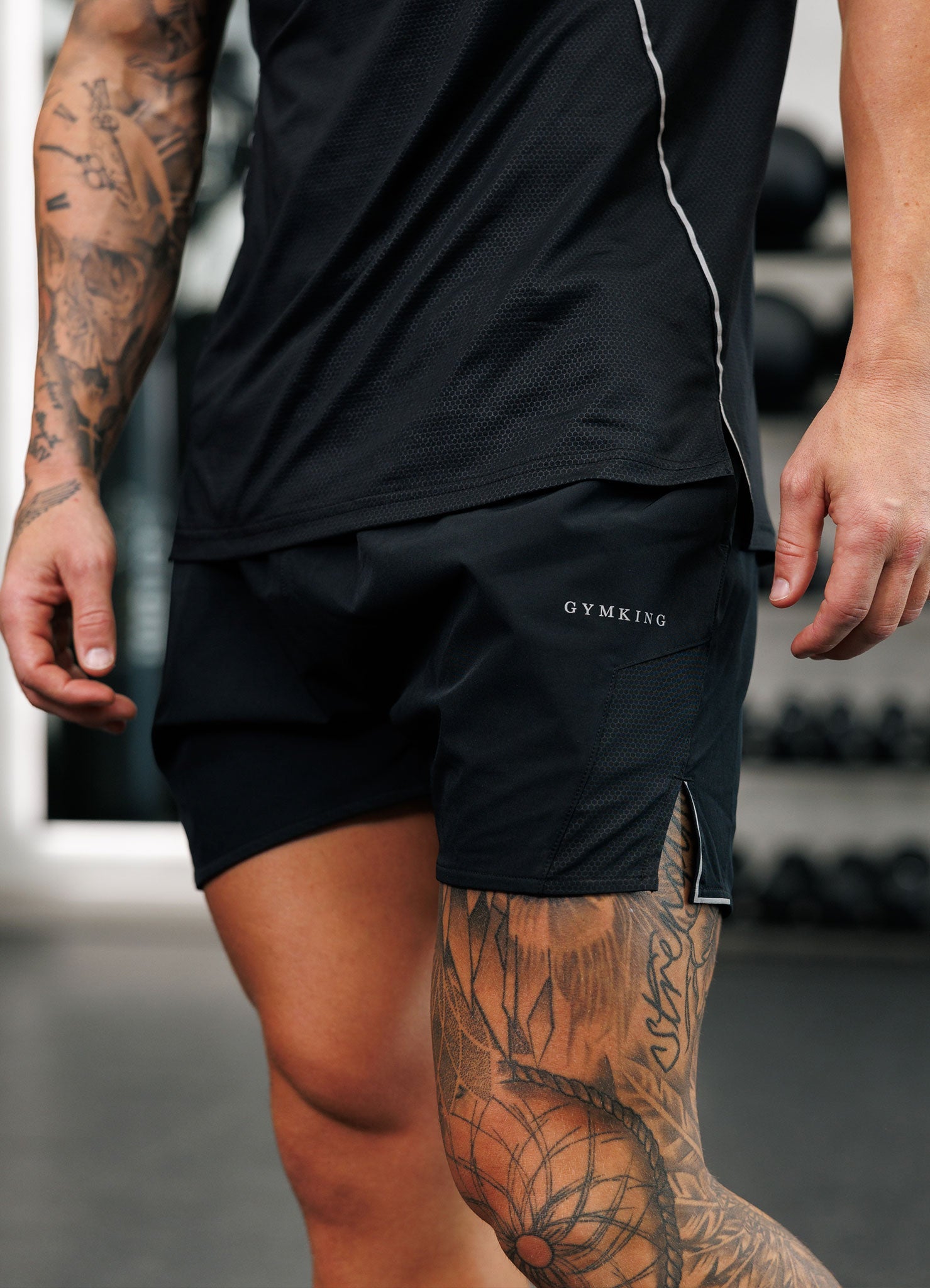 Gym King Hex 6" Short - Black/Fossil Grey