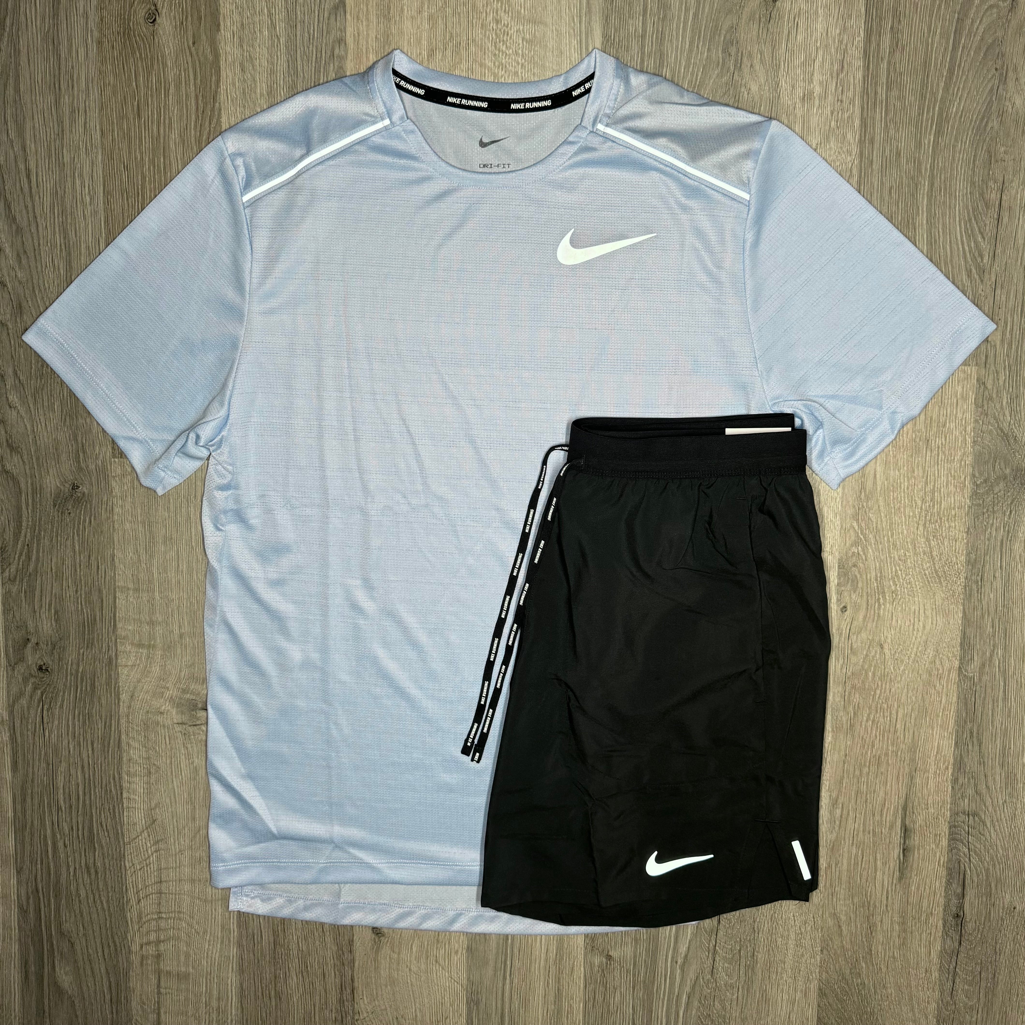 Nike Miler & Flex Stride Set - Tee & Shorts - Cobalt Blue / Black