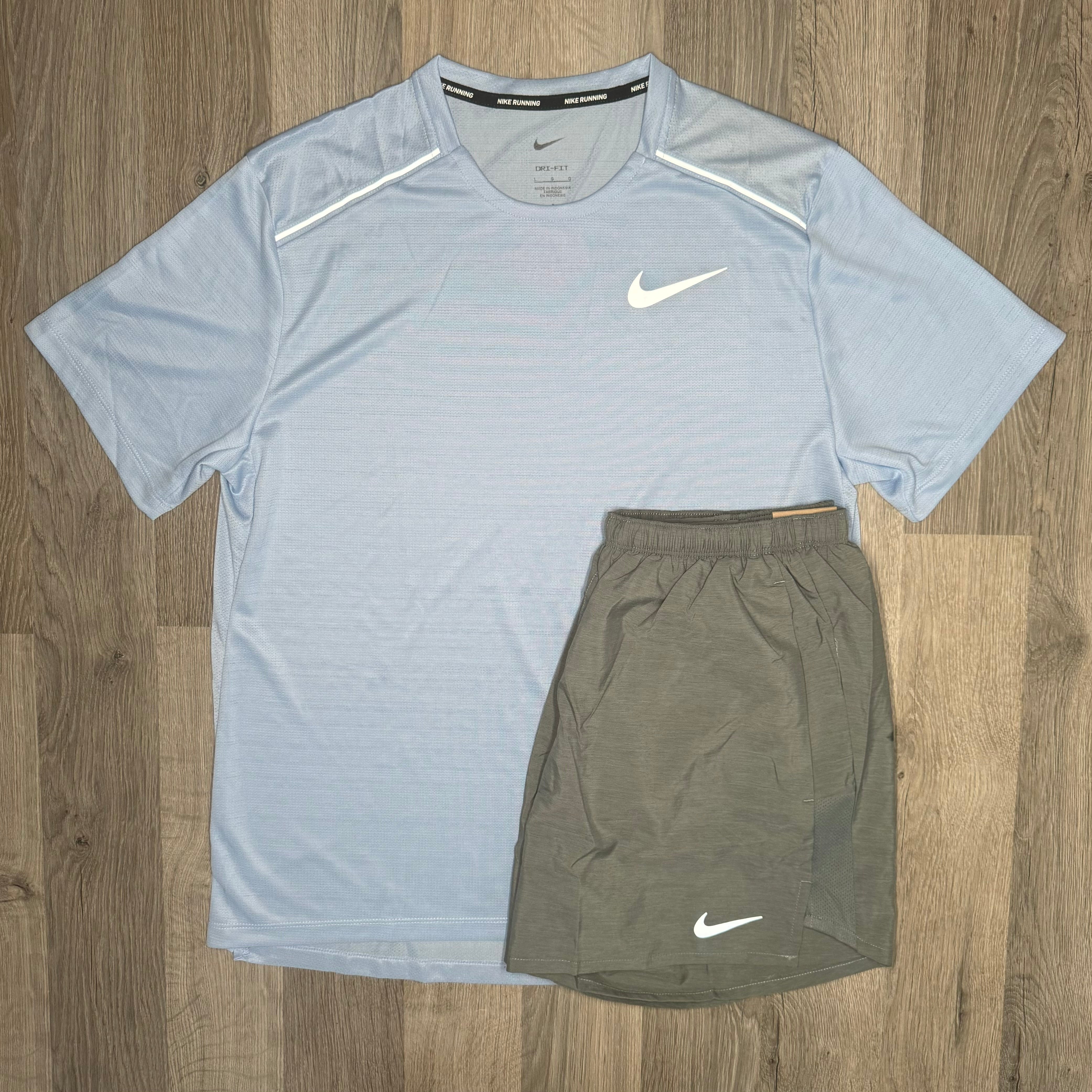 Nike Miler & Challenger Set  - Tee & Shorts - Cobalt / Grey