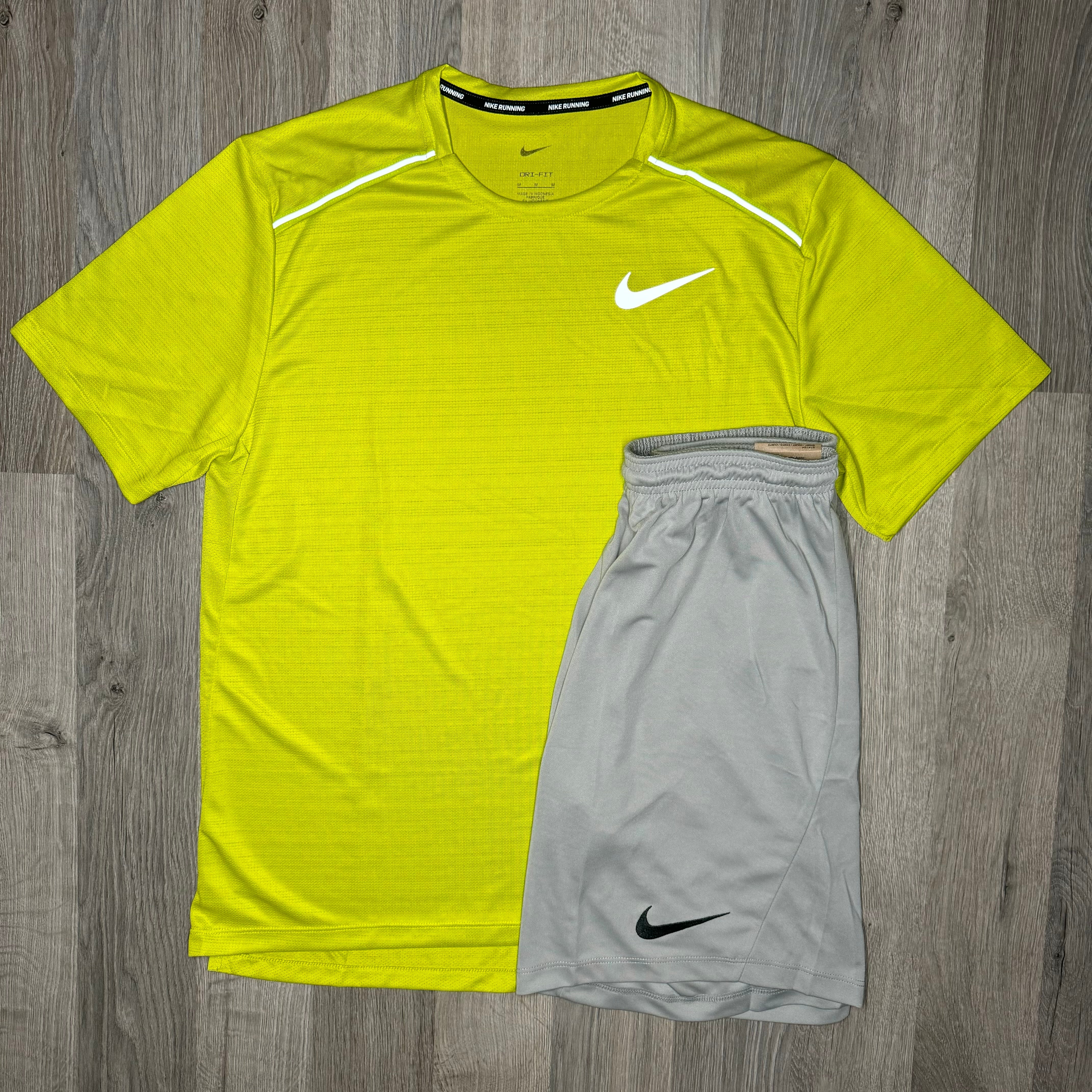 Nike Miler & Dri Fit Set - Tee & Shorts - Dusty Cactus / Grey