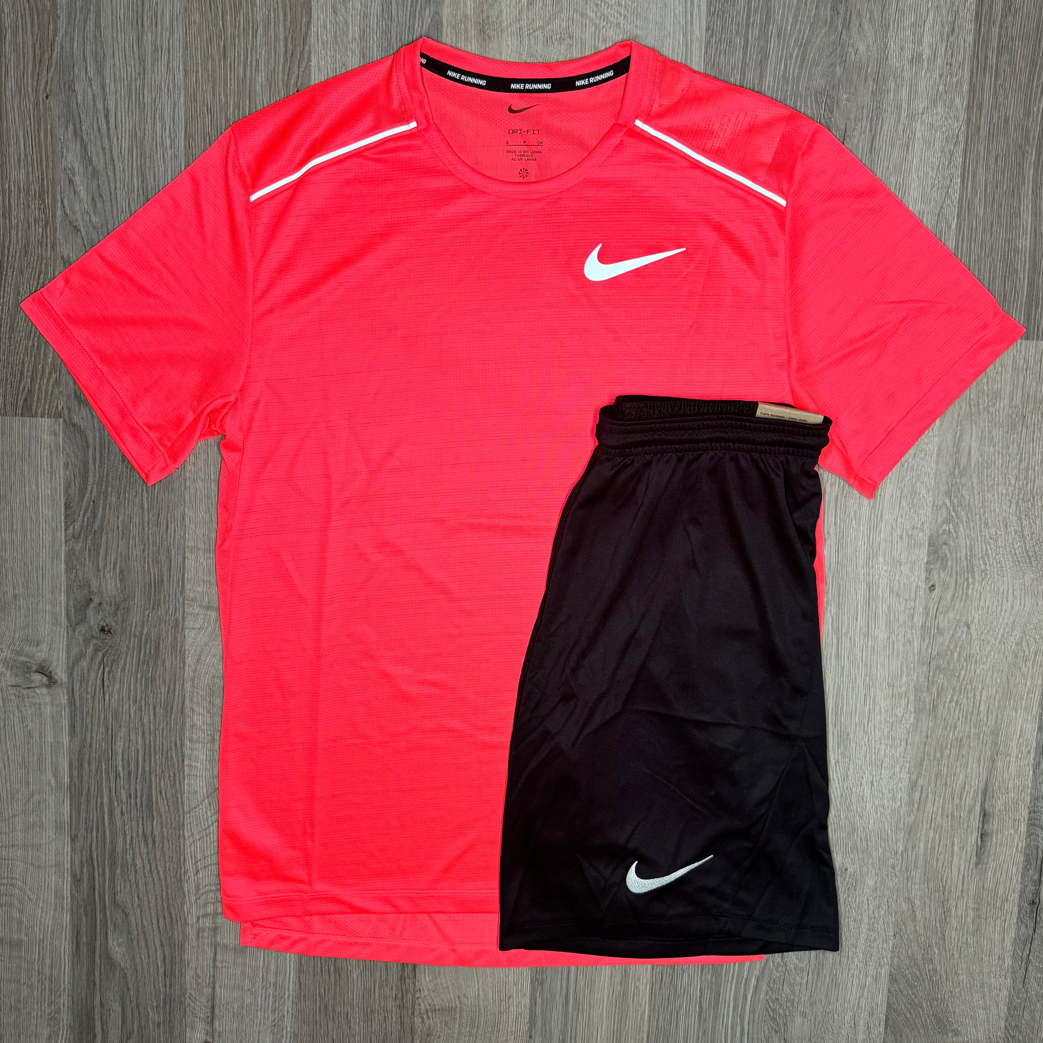 Nike Miler & Dri-Fit - Tee & Shorts - Punch / Black