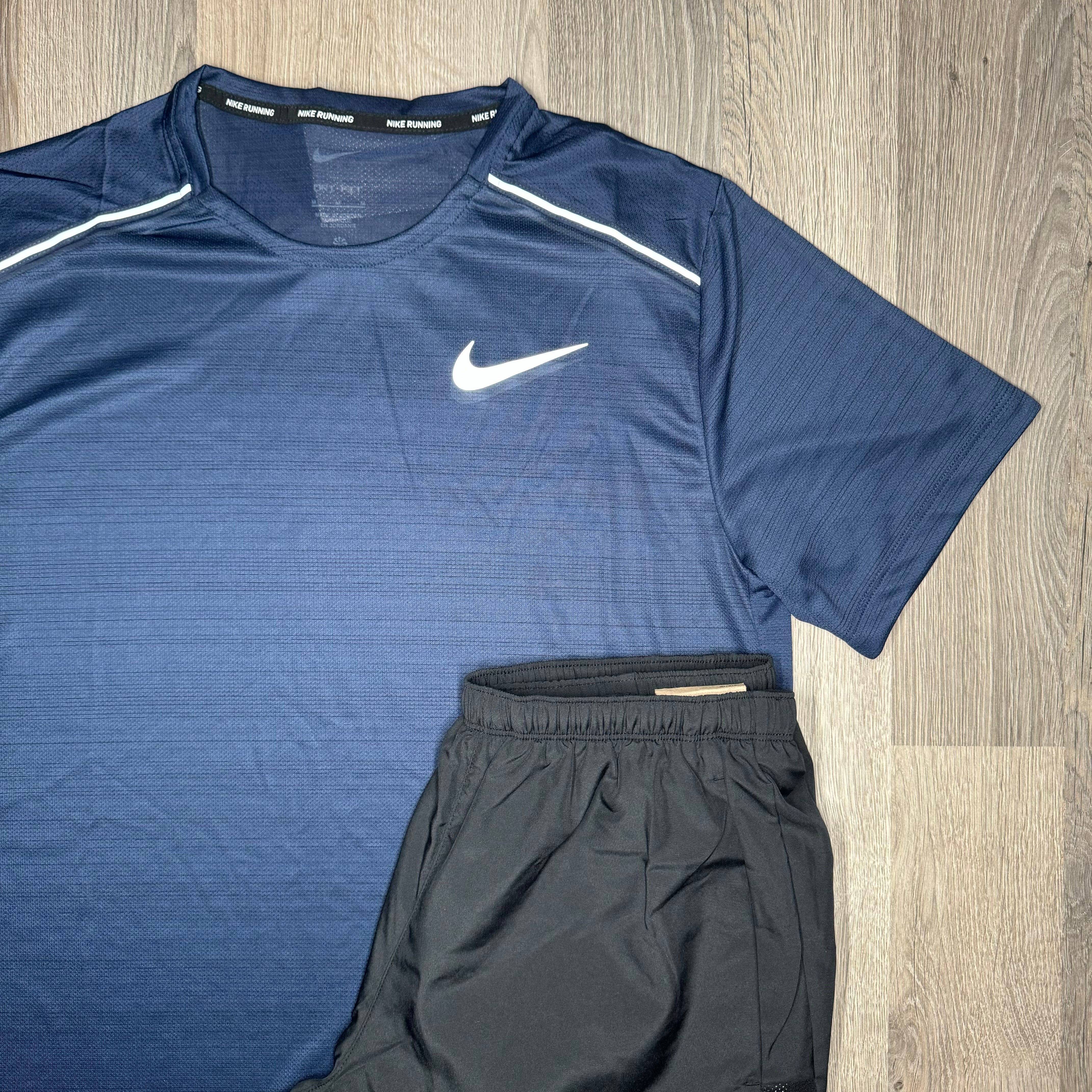 Nike Miler / Challenger Set - Tee / Shorts - Navy / Black