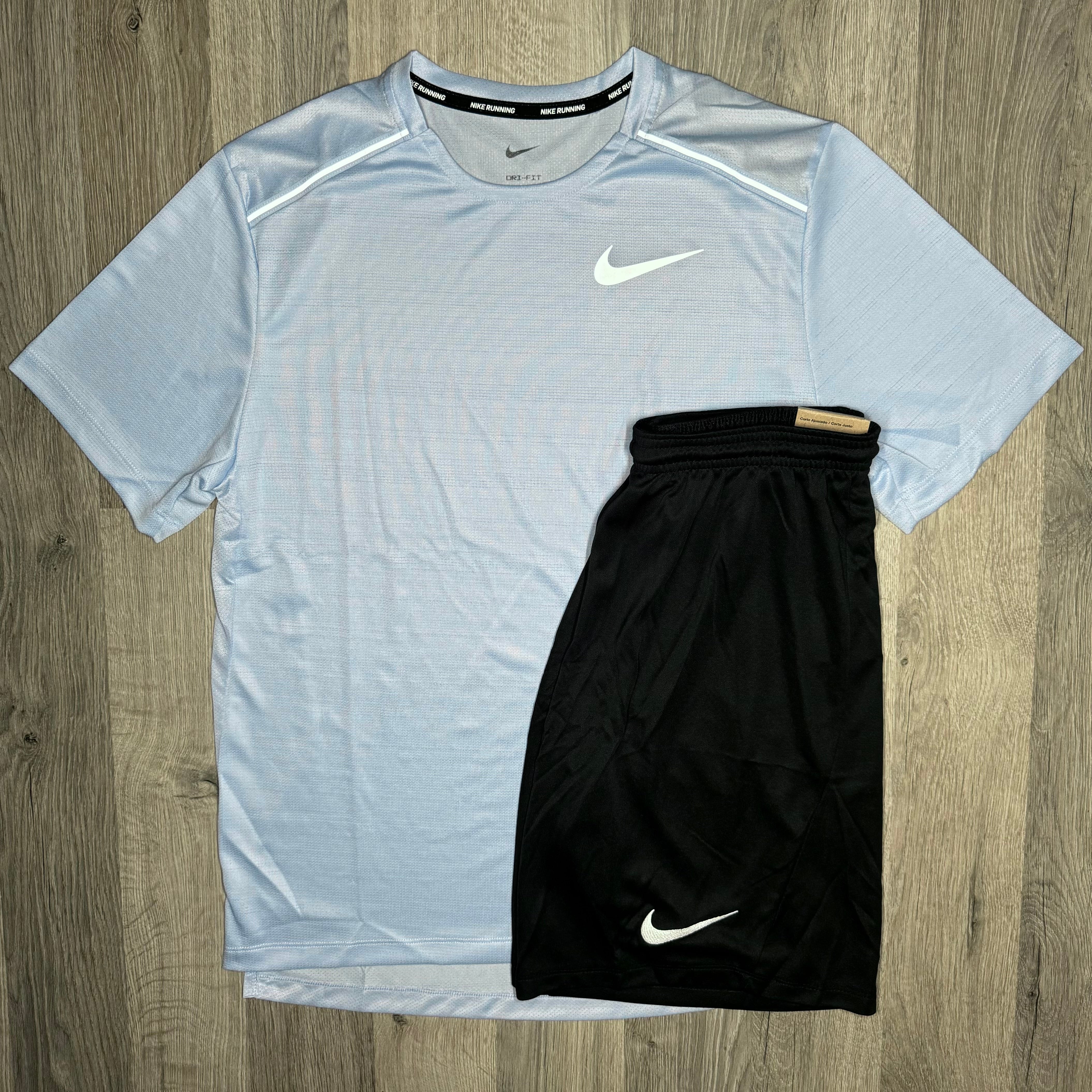 Nike Miler & Dri Fit Set - Tee & Shorts - Cobalt Blue / Black