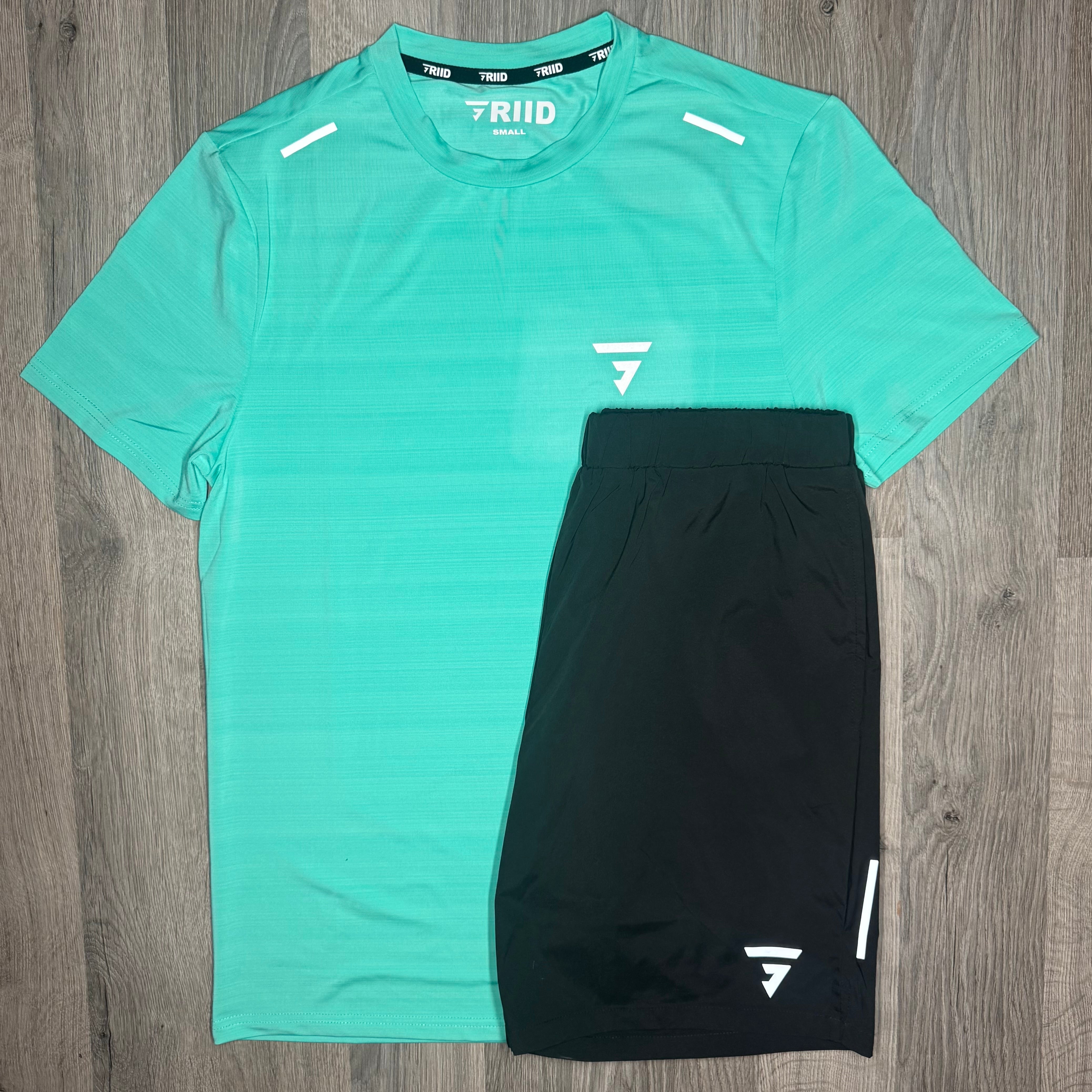 Griid Flow Set - Tee & Shorts - Mint Green / Black