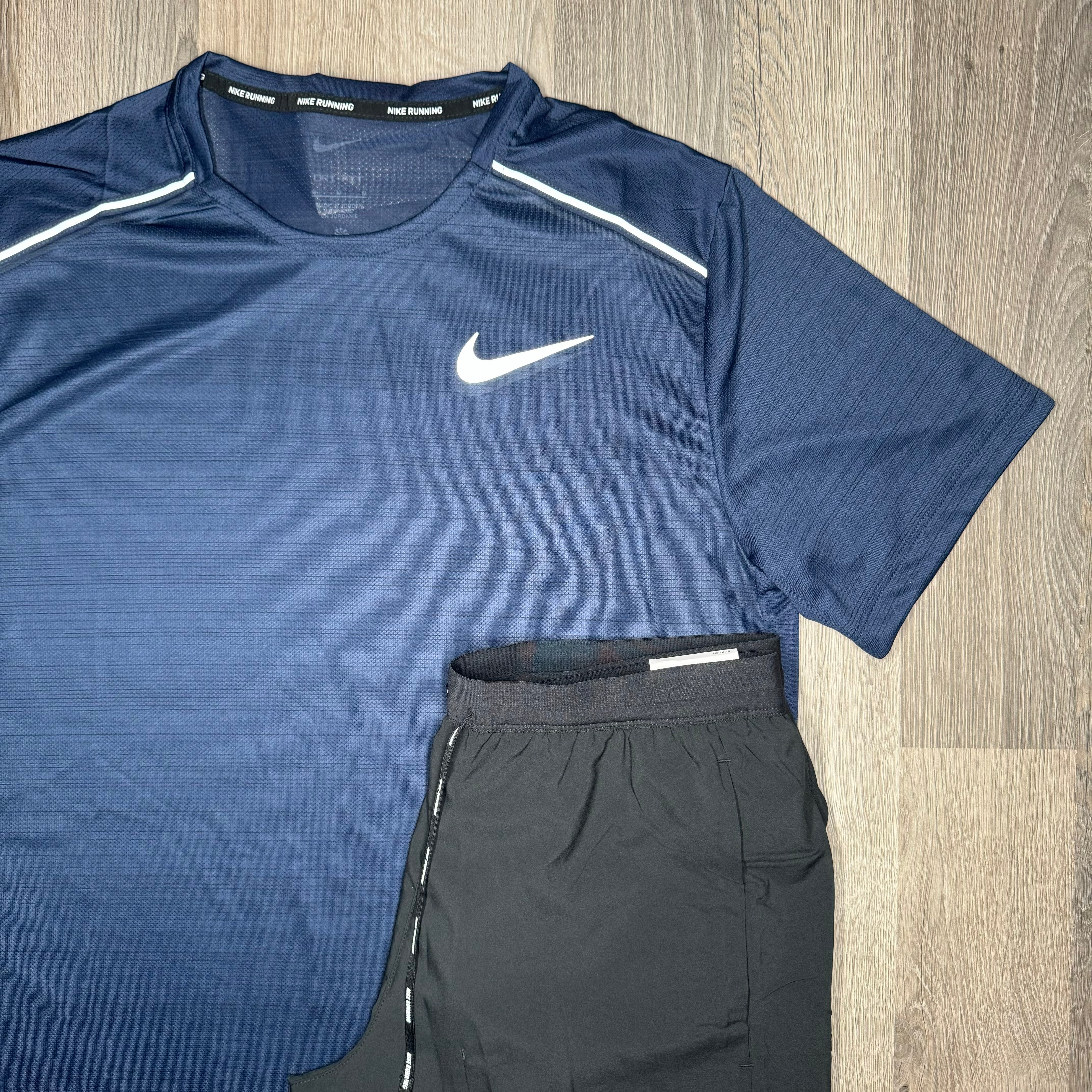 Nike Miler & Flex Stride Set - Tee / Shorts - Navy / Black