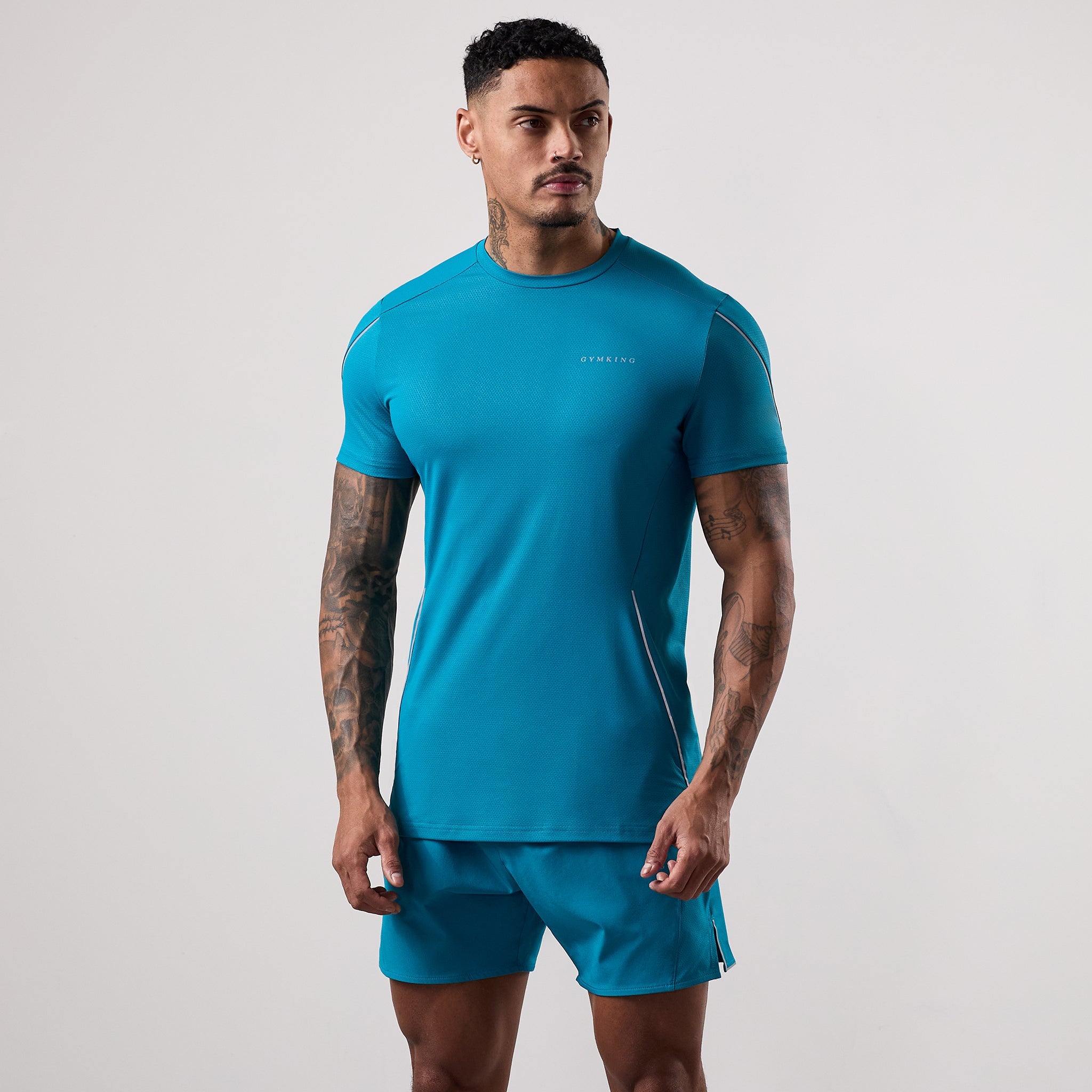 Gym King Hex All Over Print Tee - Exotic Teal