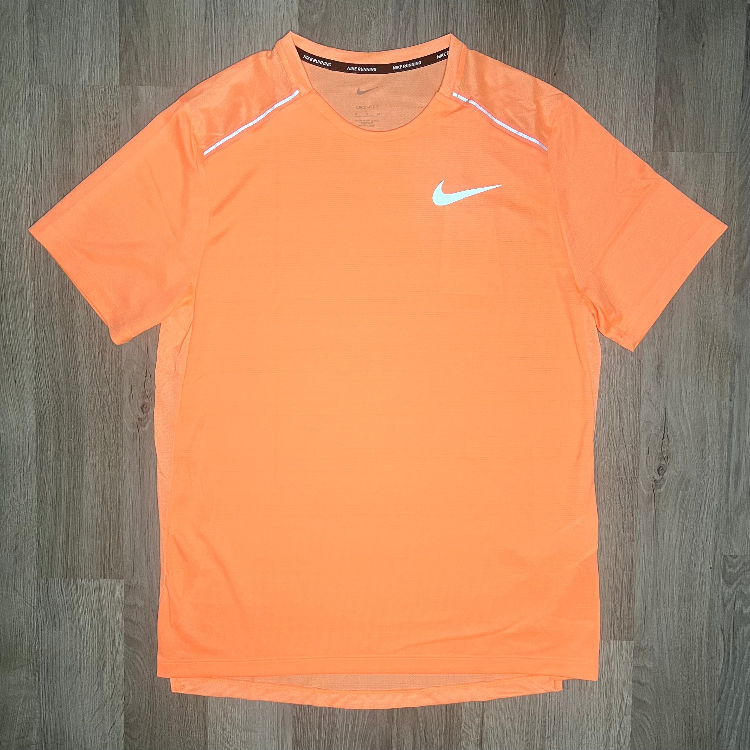 Nike Miler & Challenger Set - Tee & Shorts - Orange Pulse / Black