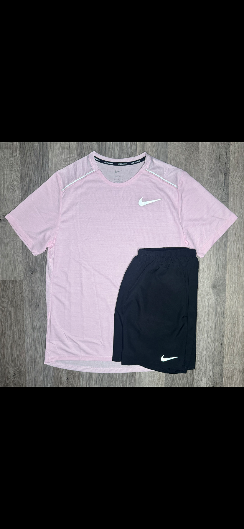 Nike Miler & Challenger Set - Tee & Shorts - Pink Foam / Black