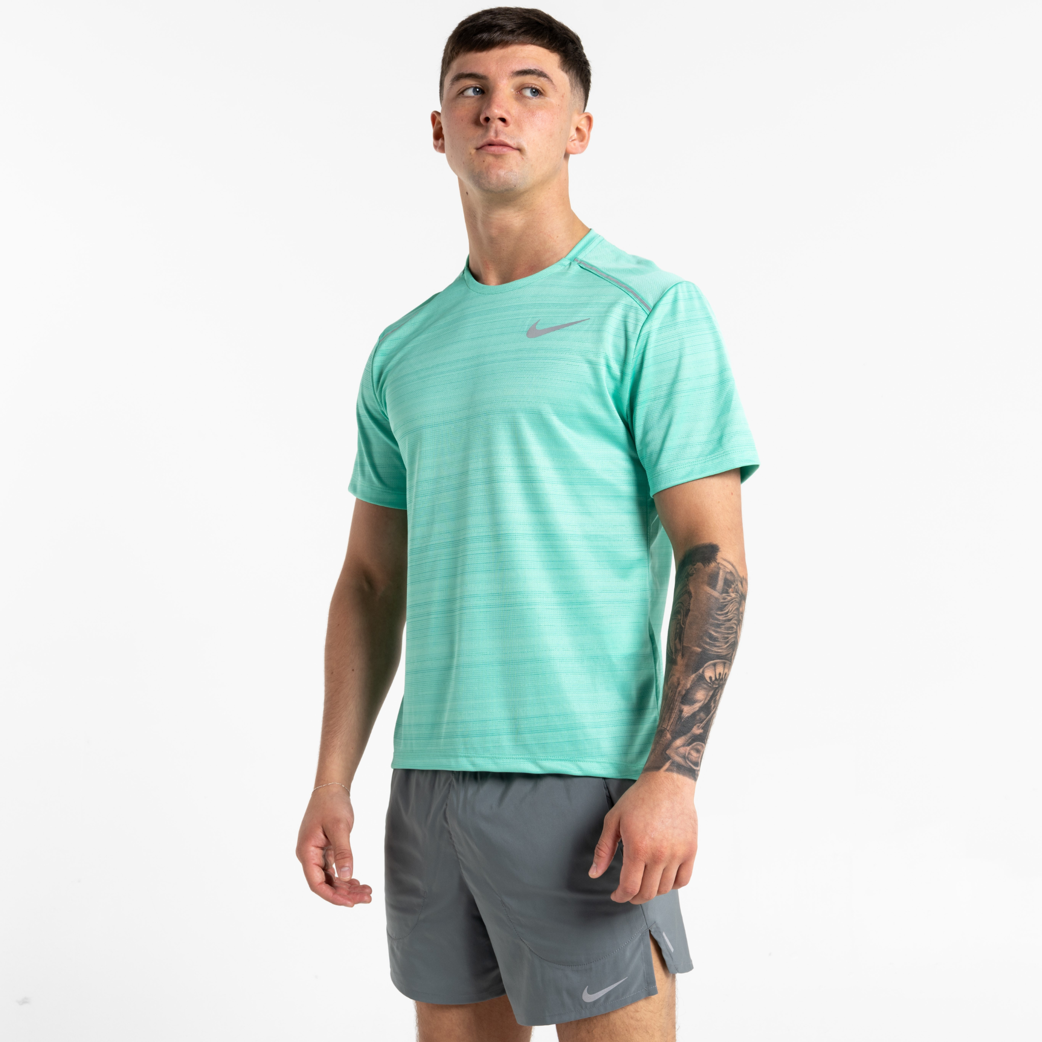 Nike Miler & Flex Stride Set - Tee & Shorts - Light Menta / Smoke Grey