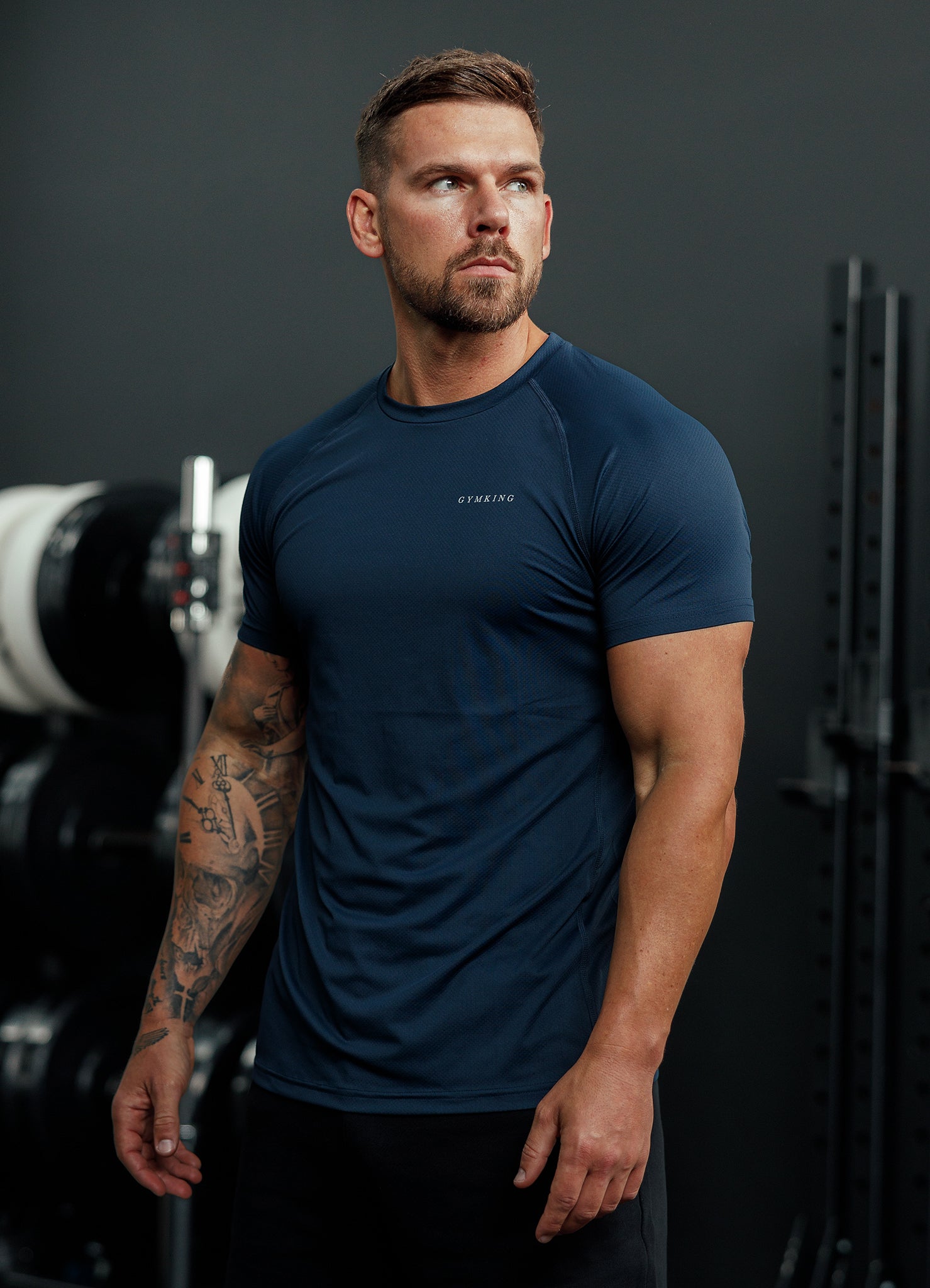 Gym King Energy Linear Tee - Navy